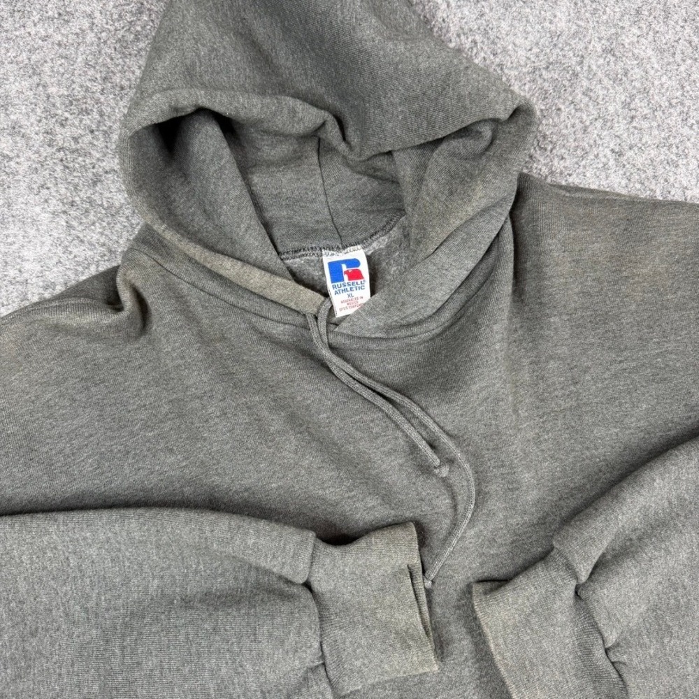 Russell Athletic Hoodie Mens XL Grey Vintage 90s Blank Pullover Sweatshirt